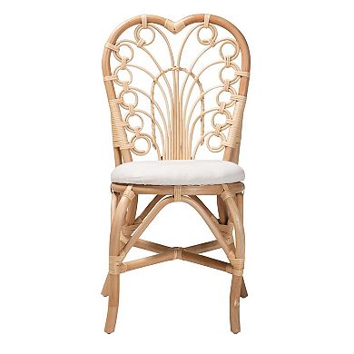bali & pari Jerica Natural Rattan Dining Chair with Upholstered Seat