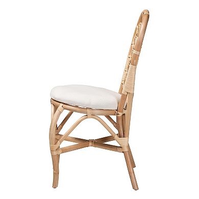 bali & pari Jerica Natural Rattan Dining Chair with Upholstered Seat