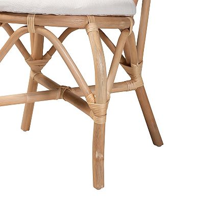 bali & pari Jerica Natural Rattan Dining Chair with Upholstered Seat