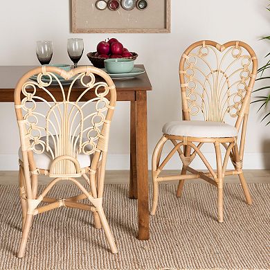 bali & pari Jerica Natural Rattan Dining Chair with Upholstered Seat