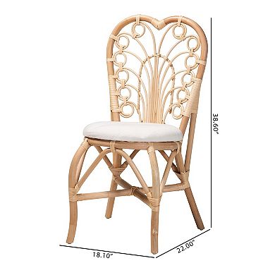 bali & pari Jerica Natural Rattan Dining Chair with Upholstered Seat
