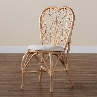 bali & pari Jerica Natural Rattan Dining Chair with Upholstered Seat