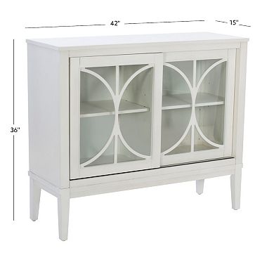 Linon Monroe Wood Sliding Door Accent Cabinet with USB