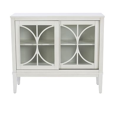 Linon Monroe Wood Sliding Door Accent Cabinet with USB