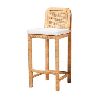 bali & pari Zariah Natural Rattan Cushioned Bar Stool