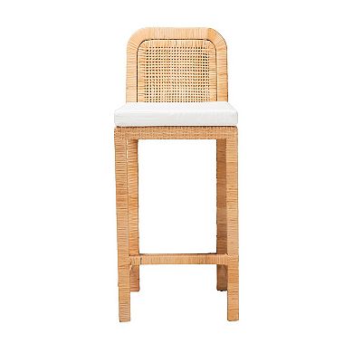 bali & pari Zariah Natural Rattan Cushioned Bar Stool