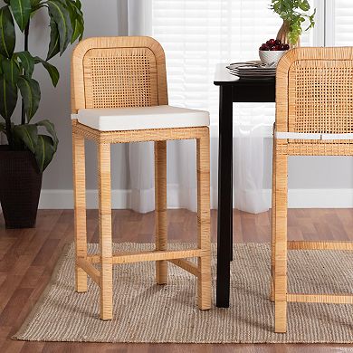 bali & pari Zariah Natural Rattan Cushioned Bar Stool
