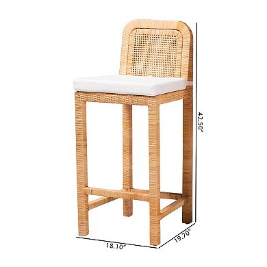 bali & pari Zariah Natural Rattan Cushioned Bar Stool