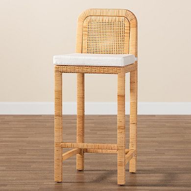 bali & pari Zariah Natural Rattan Cushioned Bar Stool