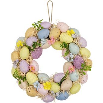 Northlight Floral & Easter Egg Spring Wreath - 12.5 in - Multicolor