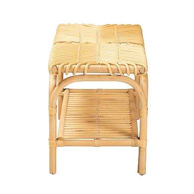 bali & pari Natural Rattan Bench with Storage Shelf