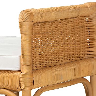 bali & pari Nairi Natural Rattan Bench with Cushioned Seat