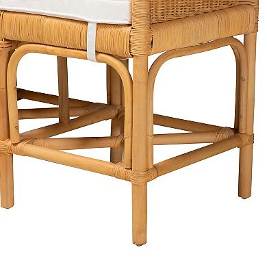 bali & pari Nairi Natural Rattan Bench with Cushioned Seat