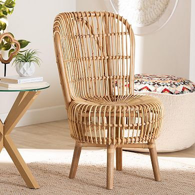 bali & pari Natural Rattan Tall Accent Chair