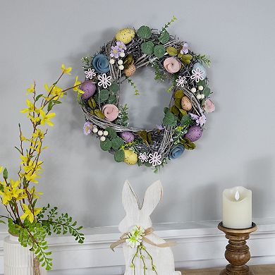 Northlight Speckled Eggs & Flowers Easter Wreath - 13 Inches