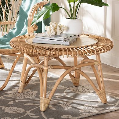bali & pari Elani Natural Rattan Round Coffee Table