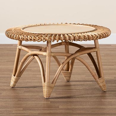 bali & pari Elani Natural Rattan Round Coffee Table