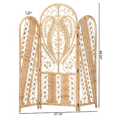 bali & pari Nadra Natural Rattan 3-Panel Room Divider
