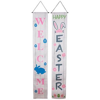 Northlight Welcome & Happy Easter Outdoor Hanging Door Banners - 71 in - Set of 2