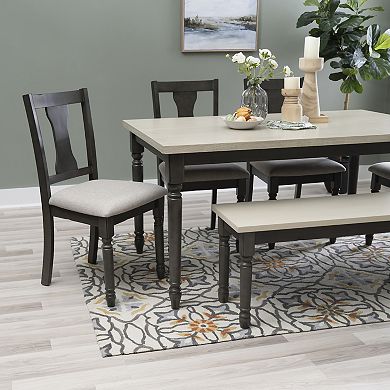 Linon Willow 6-pc. Dining Set with Bench and Upholstered Chairs