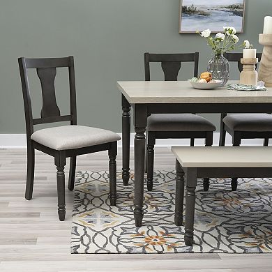 Linon Willow 6-pc. Dining Set with Bench and Upholstered Chairs