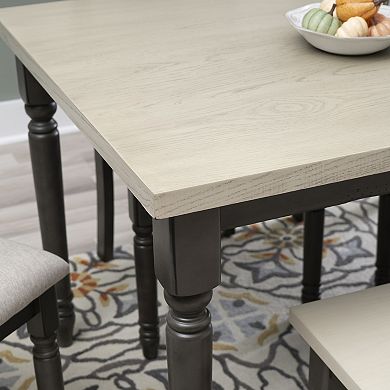 Linon Willow 6-pc. Dining Set with Bench and Upholstered Chairs