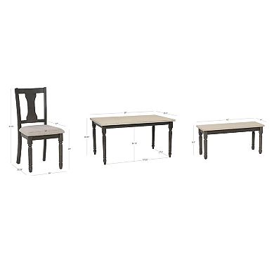 Linon Willow 6-pc. Dining Set with Bench and Upholstered Chairs