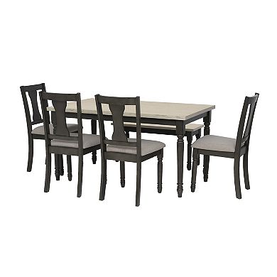 Linon Willow 6-pc. Dining Set with Bench and Upholstered Chairs