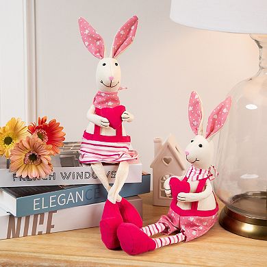 Northlight Sitting Girl Easter Rabbit Decoration with Dangling Legs - 16.5-Inch