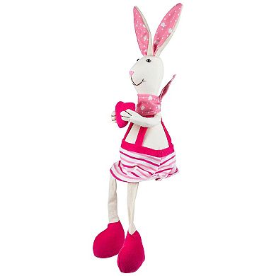 Northlight Sitting Girl Easter Rabbit Decoration with Dangling Legs - 16.5-Inch