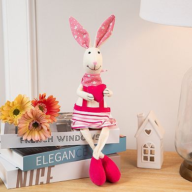 Northlight Sitting Girl Easter Rabbit Decoration with Dangling Legs - 16.5-Inch