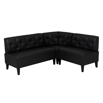 Linon Adler Nook Upholstered Corner Sofa with Tufted Back and Storage