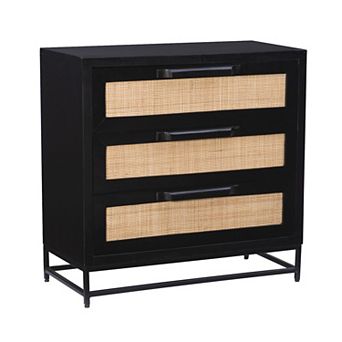 Linon Janie Rattan Cabinet 3-Drawer Storage Unit