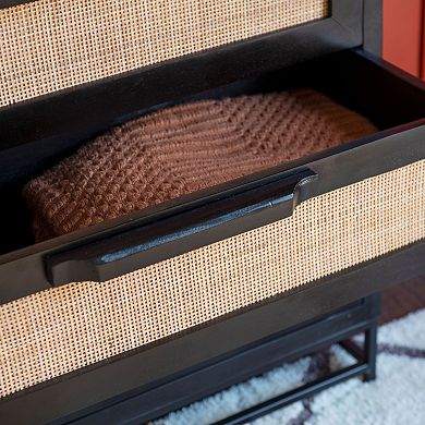Linon Janie Rattan Cabinet 3-Drawer Storage Unit