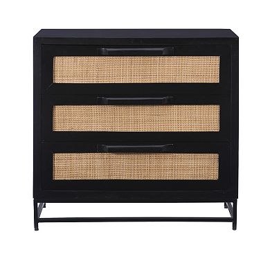 Linon Janie Rattan Cabinet 3-Drawer Storage Unit