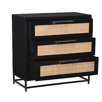 Linon Janie Rattan Cabinet 3-Drawer Storage Unit