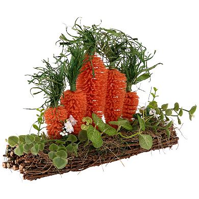 Northlight Standing Carrots on Floral Foliage Twig Log Table Decor