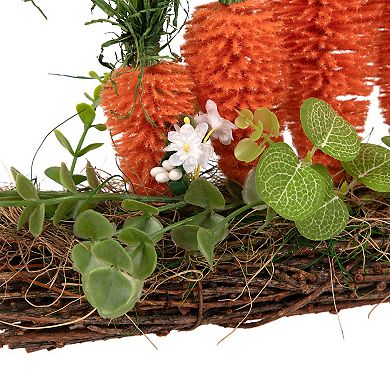Northlight Standing Carrots on Floral Foliage Twig Log Table Decor