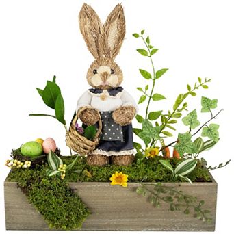Northlight Boxed Garden Arrangement with Bunny Decoration - 17.25 in Table Decor