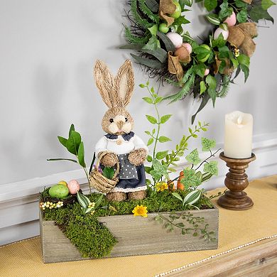 Northlight Boxed Garden Arrangement with Bunny Decoration - 17.25 Inches Table Decor