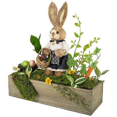Northlight Boxed Garden Arrangement with Bunny Decoration - 17.25 Inches Table Decor