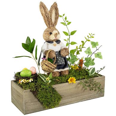 Northlight Boxed Garden Arrangement with Bunny Decoration - 17.25 Inches Table Decor