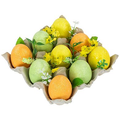 Northlight Glittered Easter Eggs with Carton Decoration - 6.25 Inches - Set of 9
