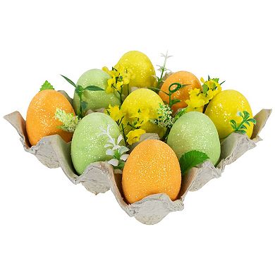 Northlight Glittered Easter Eggs with Carton Decoration - 6.25 Inches - Set of 9