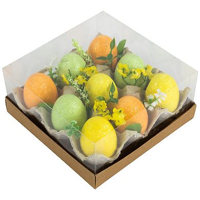Northlight Glittered Easter Eggs with Carton Decoration - 6.25 Inches - Set of 9