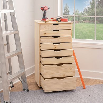 Linon Cary Rolling Storage Cart 8-Drawer