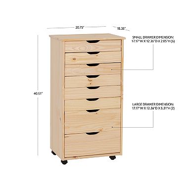 Linon Cary Rolling Storage Cart 8-Drawer