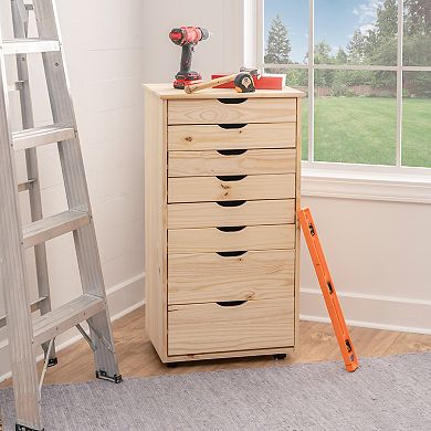 Linon Cary Rolling Storage Cart 8-Drawer