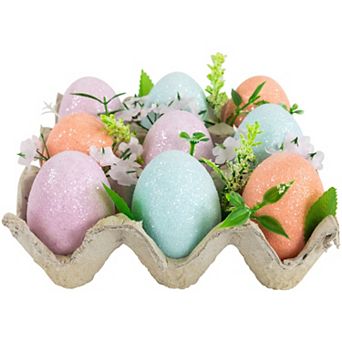 Northlight Pastel Easter Eggs with Carton Decoration - 6.25-Inch - Set of 9
