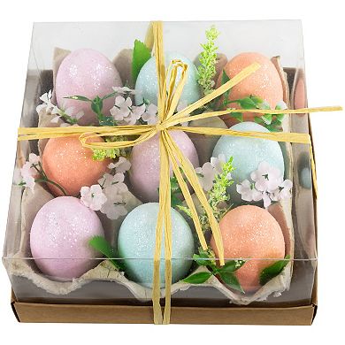 Northlight Pastel Easter Eggs with Carton Decoration - 6.25-Inch - Set of 9